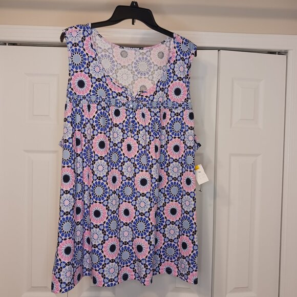 Laura Scott Tops - Laura Scott Pink/Blue Tank Top Size 3X